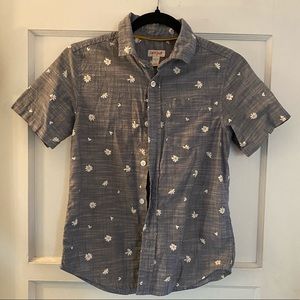 Boys Grey printed button down shirt